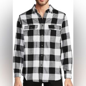 George Black and White Plaid Flannel Shirt Sz S